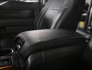 Ford Raptor Center Console Cover - PRP Seats - Black with Silver Stitch - `10-`14